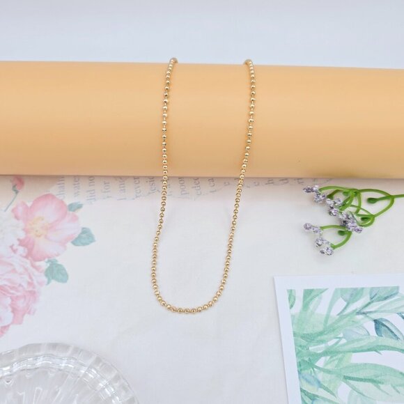 Rose Gold Plated Beaded Chain Necklace for Women - 18 Inch, XPNL0048 - Picture 4 of 12